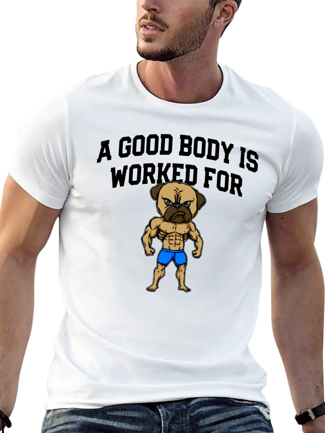 Camiseta Hombre Negra Pug Musculoso