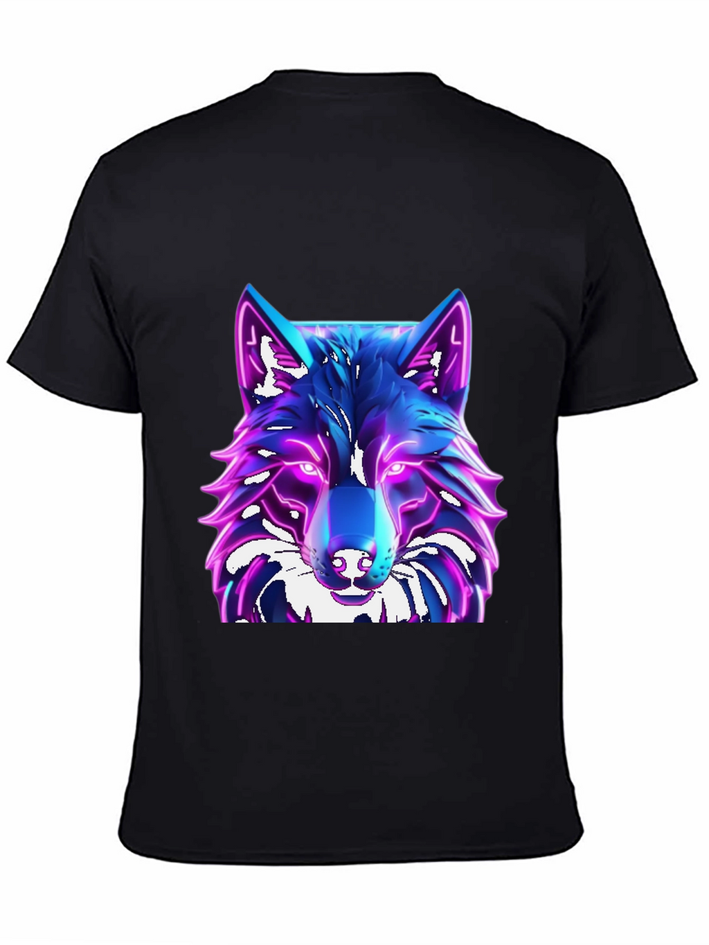 Camiseta Negra con Diseño de Lobo Neón