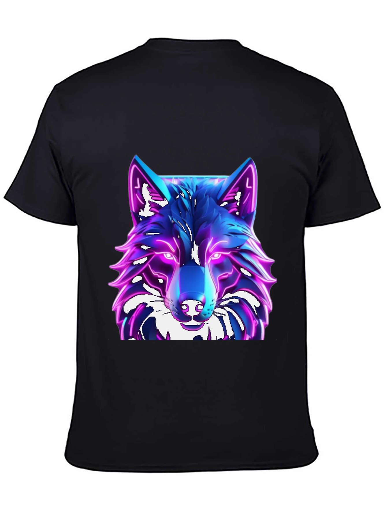 Camiseta Negra con Diseño de Lobo Neón