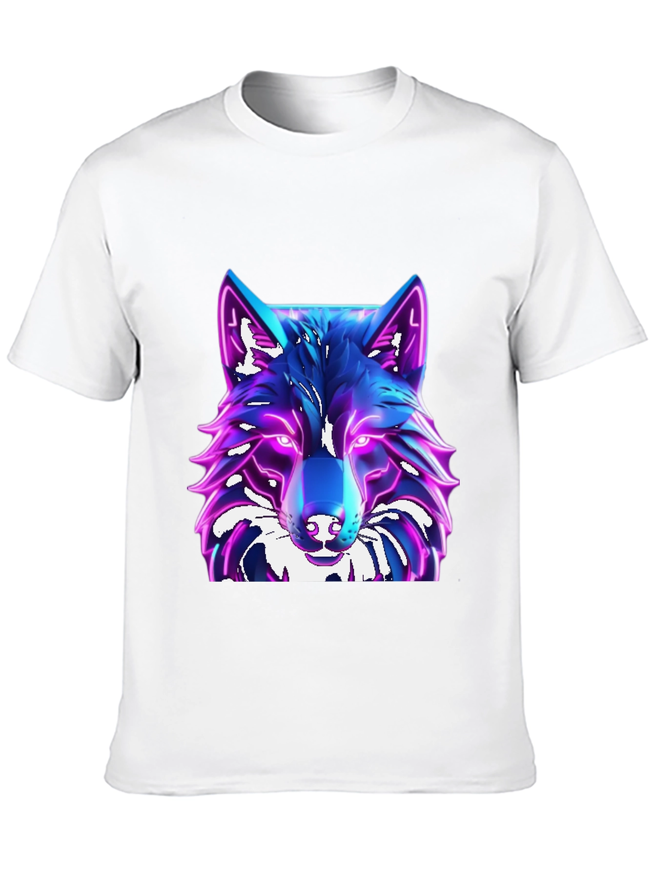 Camiseta Negra con Diseño de Lobo Neón