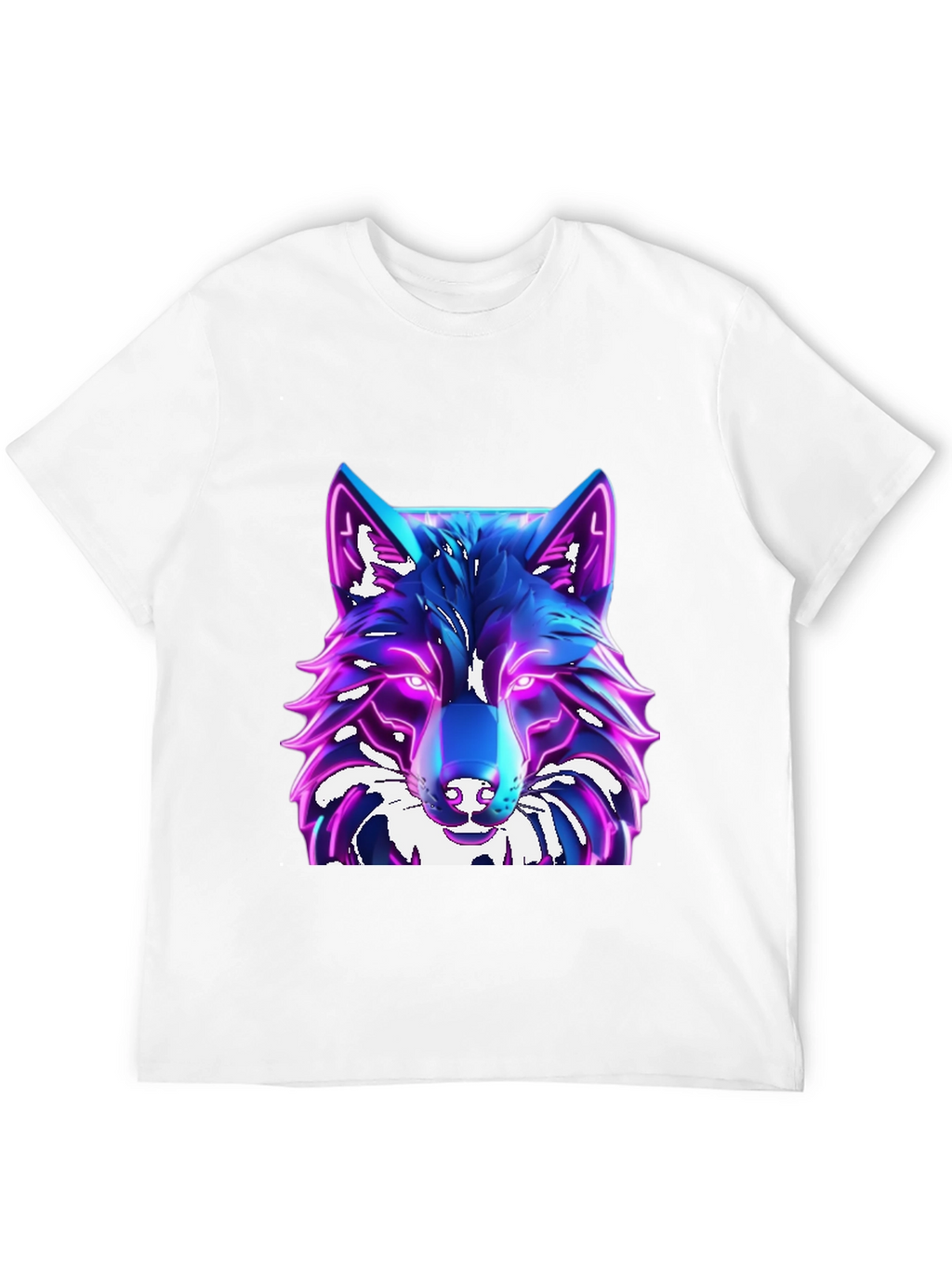 Camiseta Negra con Diseño de Lobo Neón