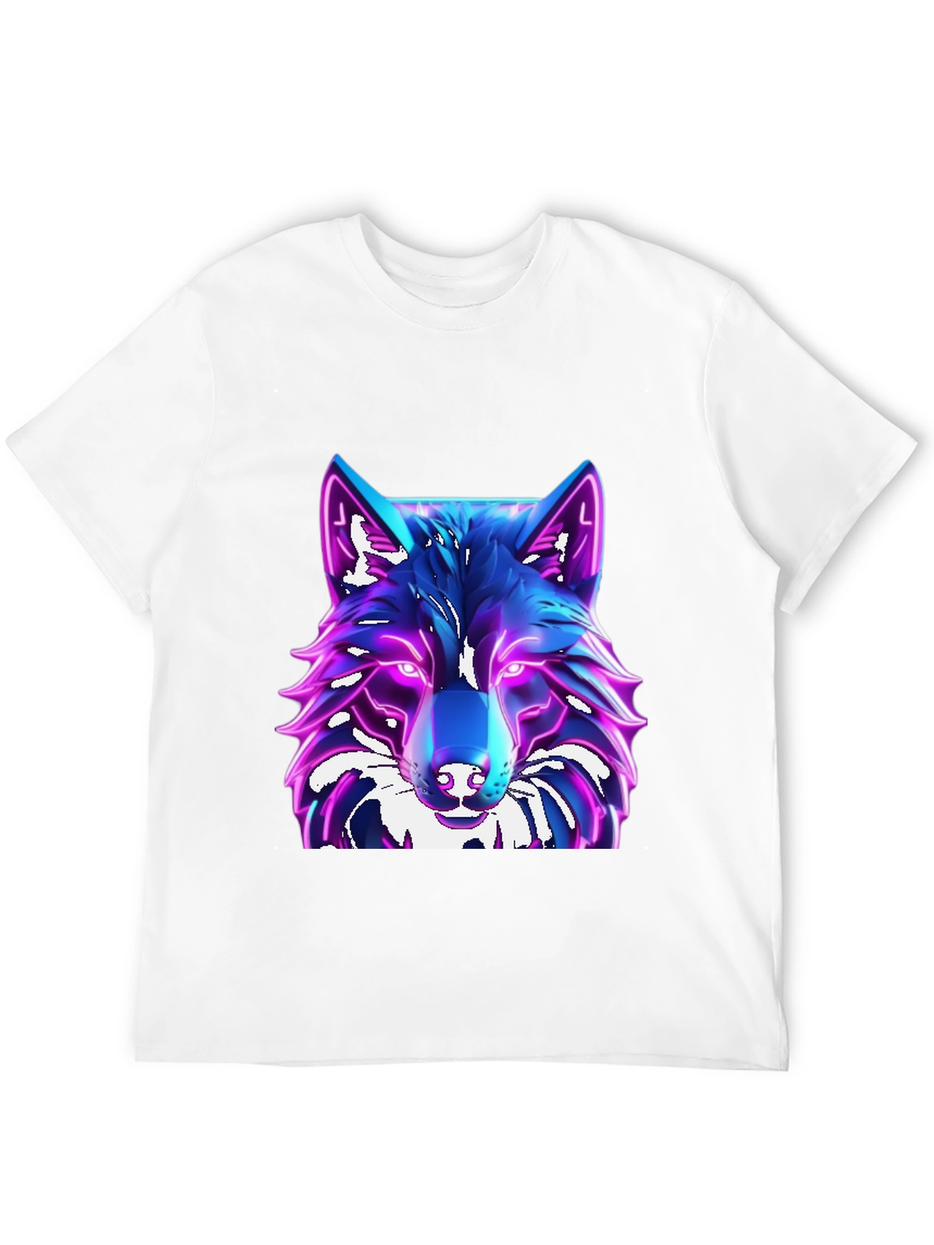 Camiseta Negra con Diseño de Lobo Neón