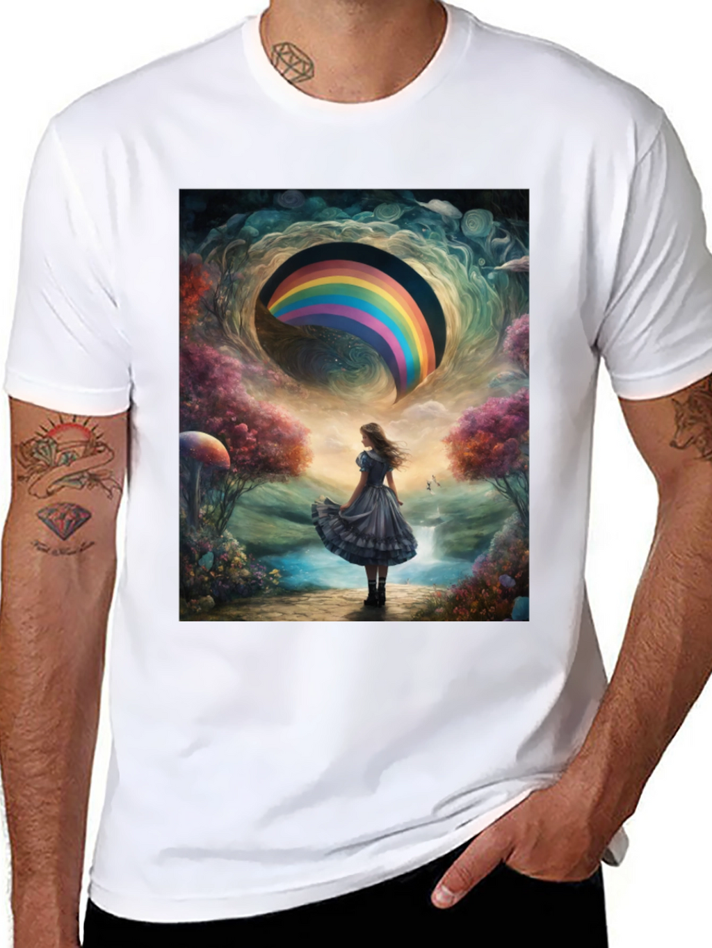 Camiseta Hombre Diseño Fantasía Arcoíris