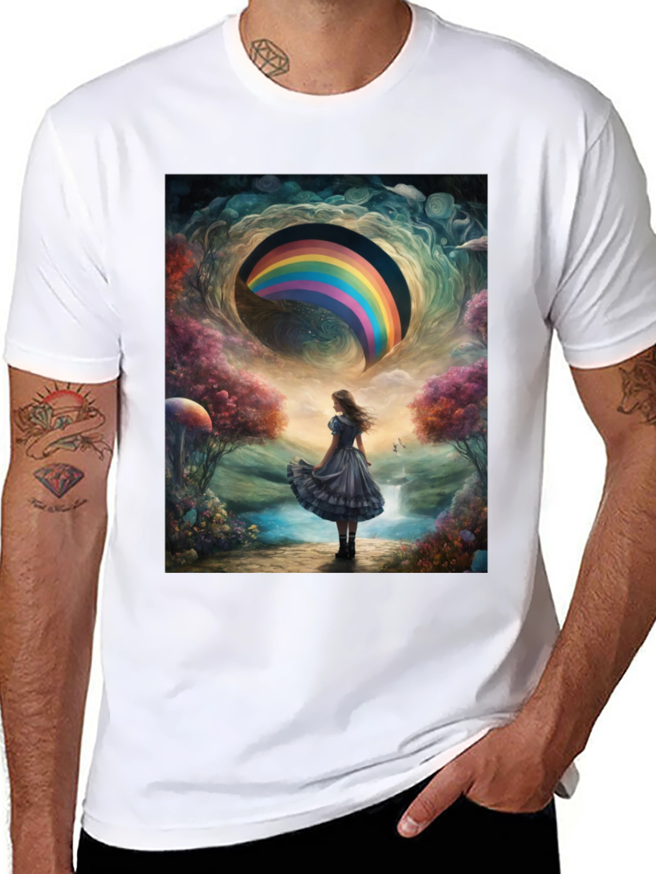 Camiseta Hombre Diseño Fantasía Arcoíris