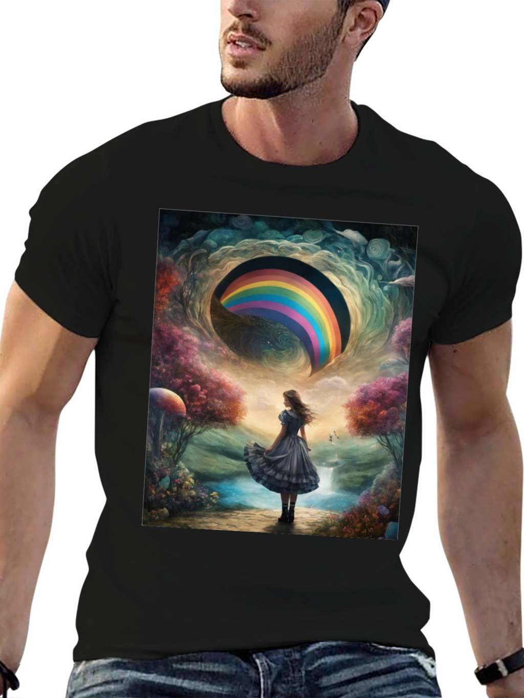Camiseta Hombre Diseño Fantasía Arcoíris