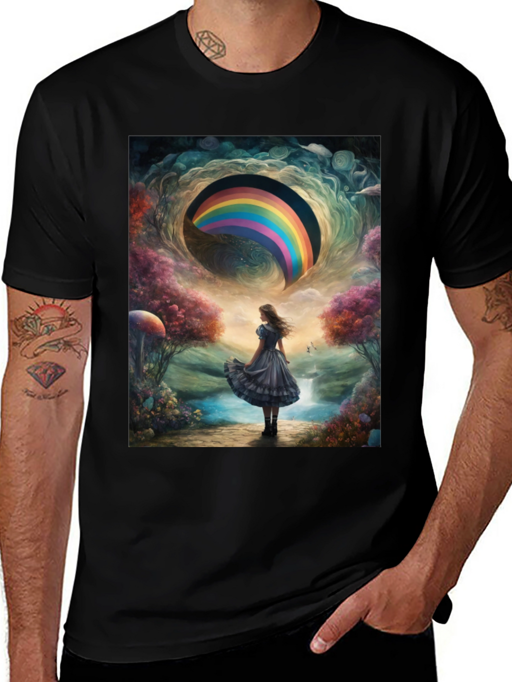 Camiseta Hombre Diseño Fantasía Arcoíris