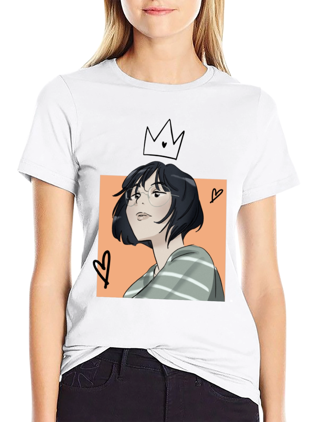Camiseta Negra con Diseño Artístico Anime