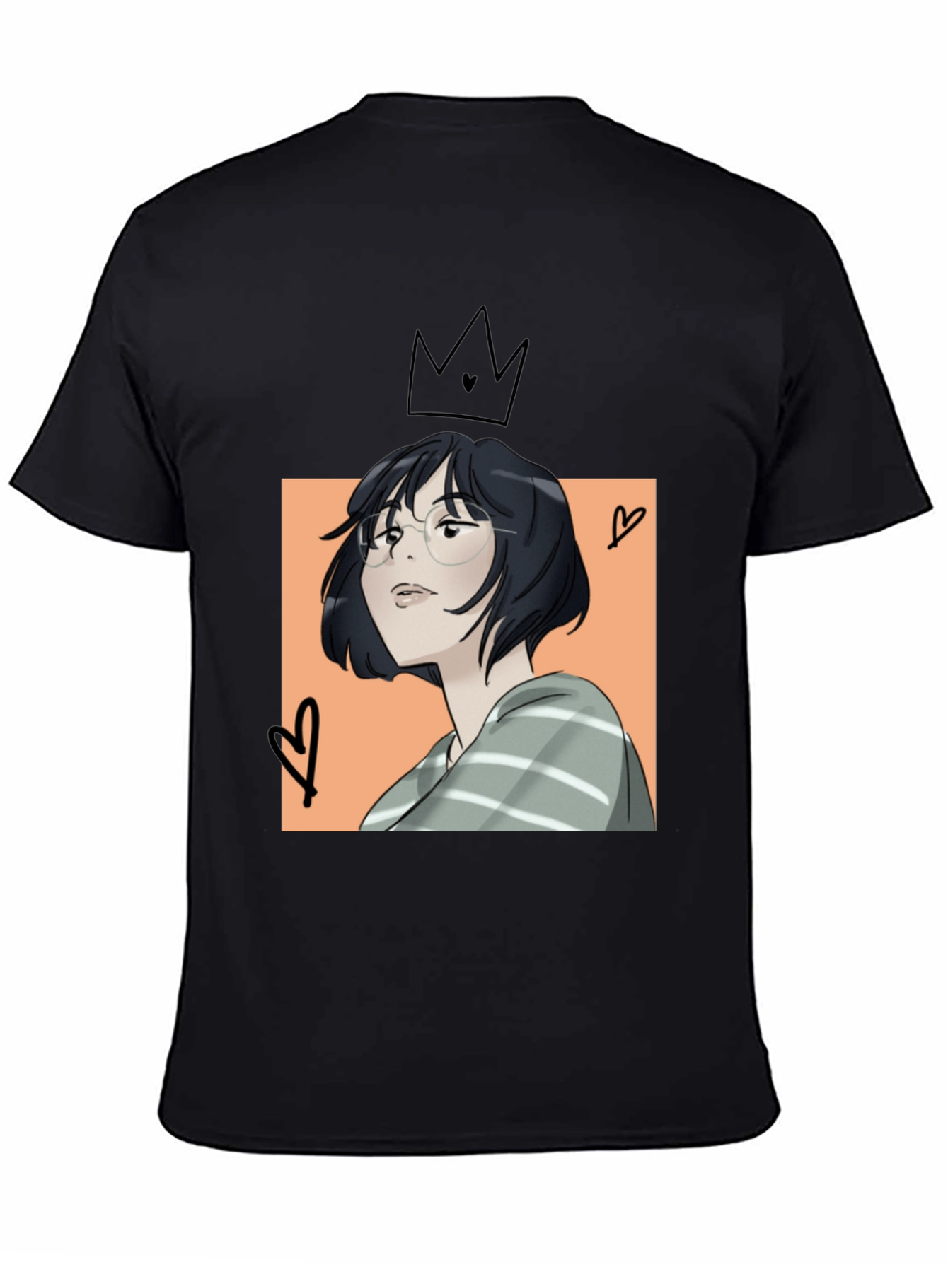 Camiseta Negra con Diseño Artístico Anime