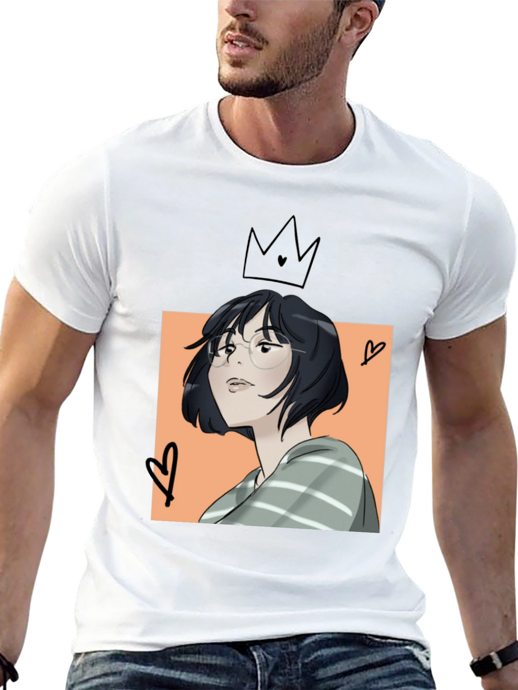 Camiseta Negra con Diseño Artístico Anime
