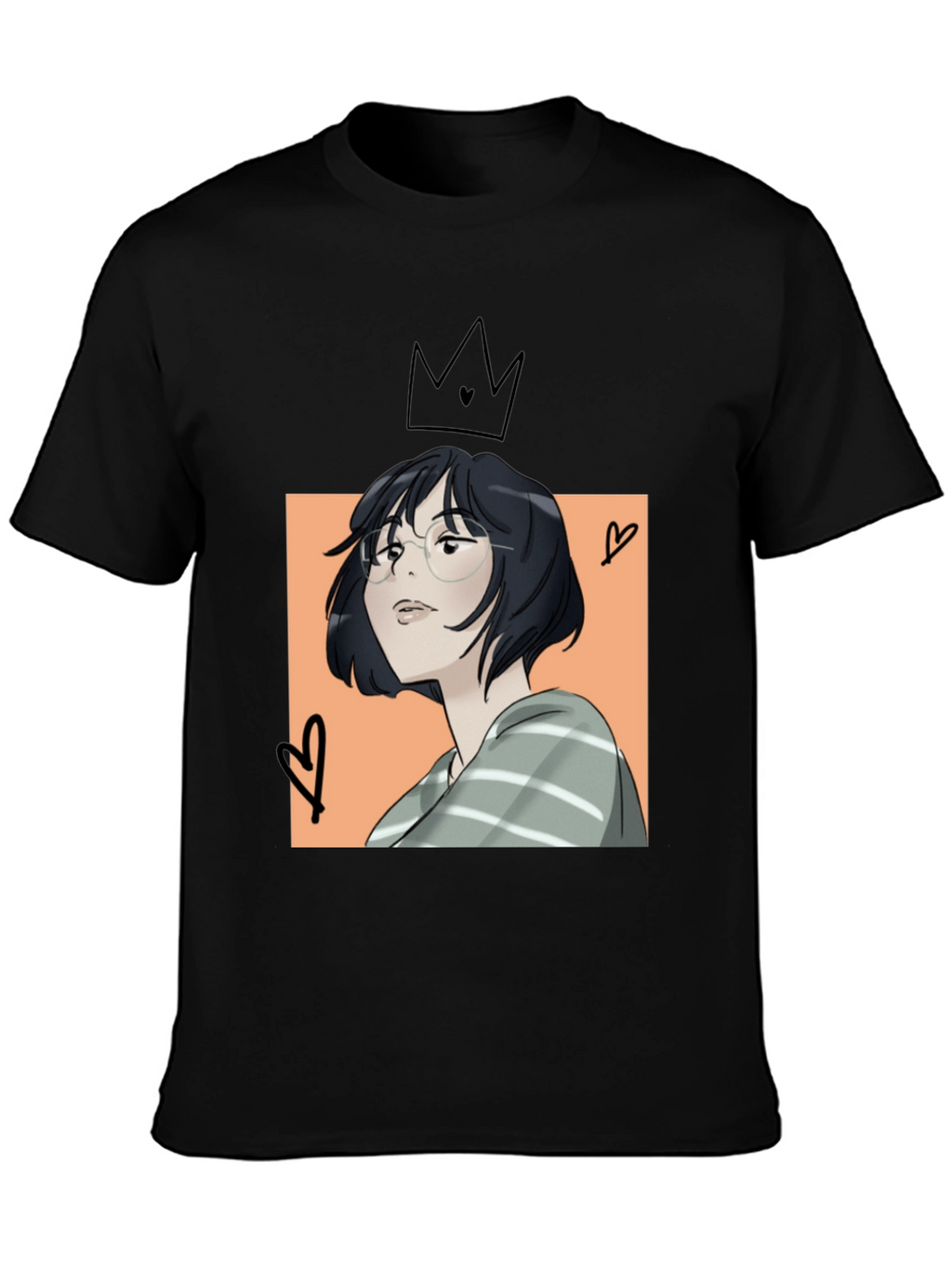 Camiseta Negra con Diseño Artístico Anime