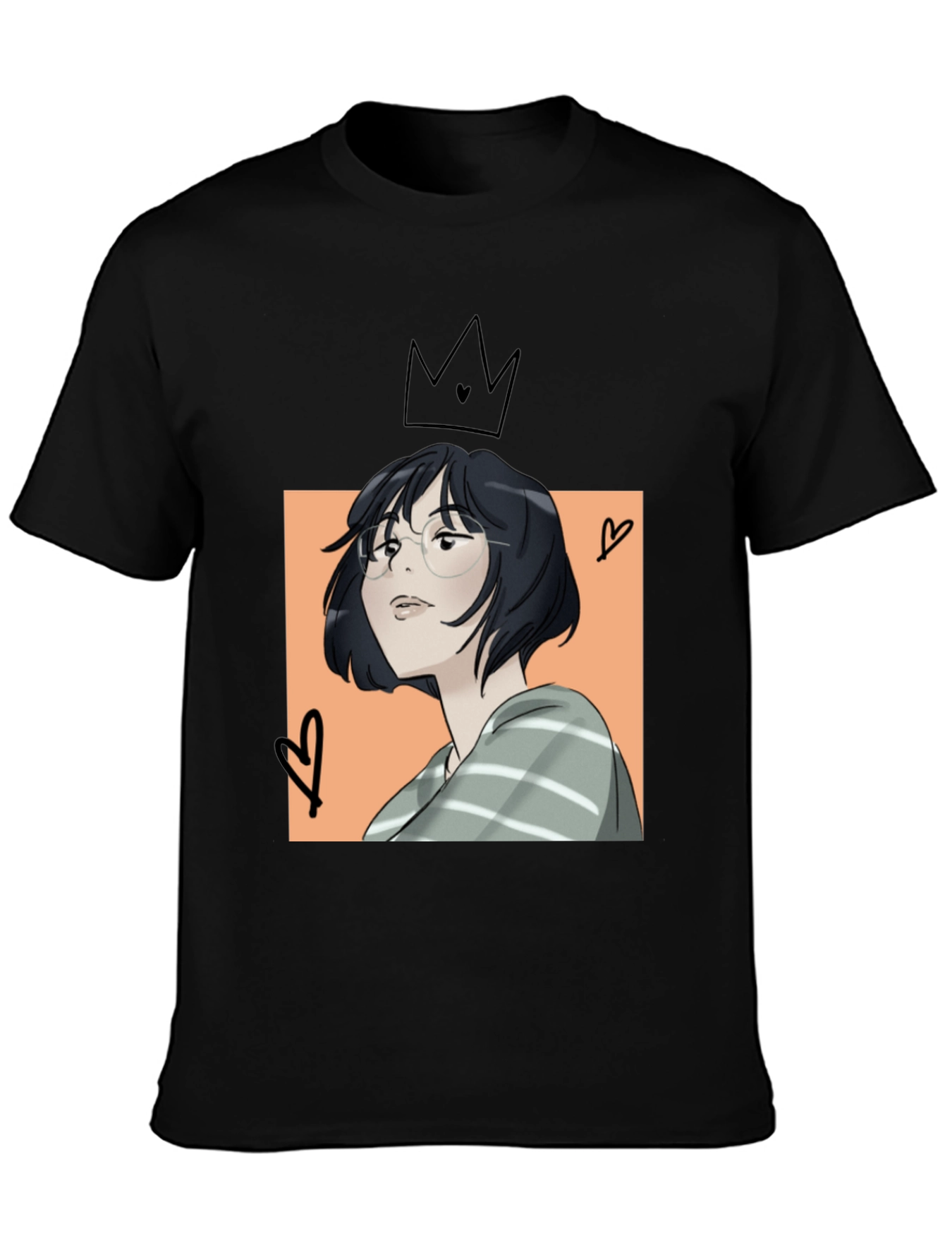 Camiseta Negra con Diseño Artístico Anime