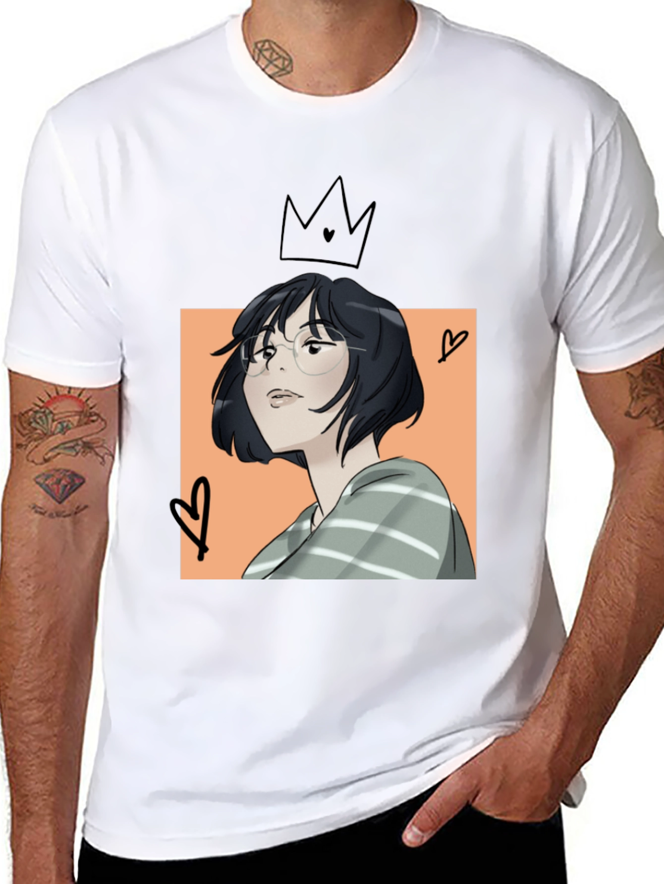 Camiseta Negra con Diseño Artístico Anime