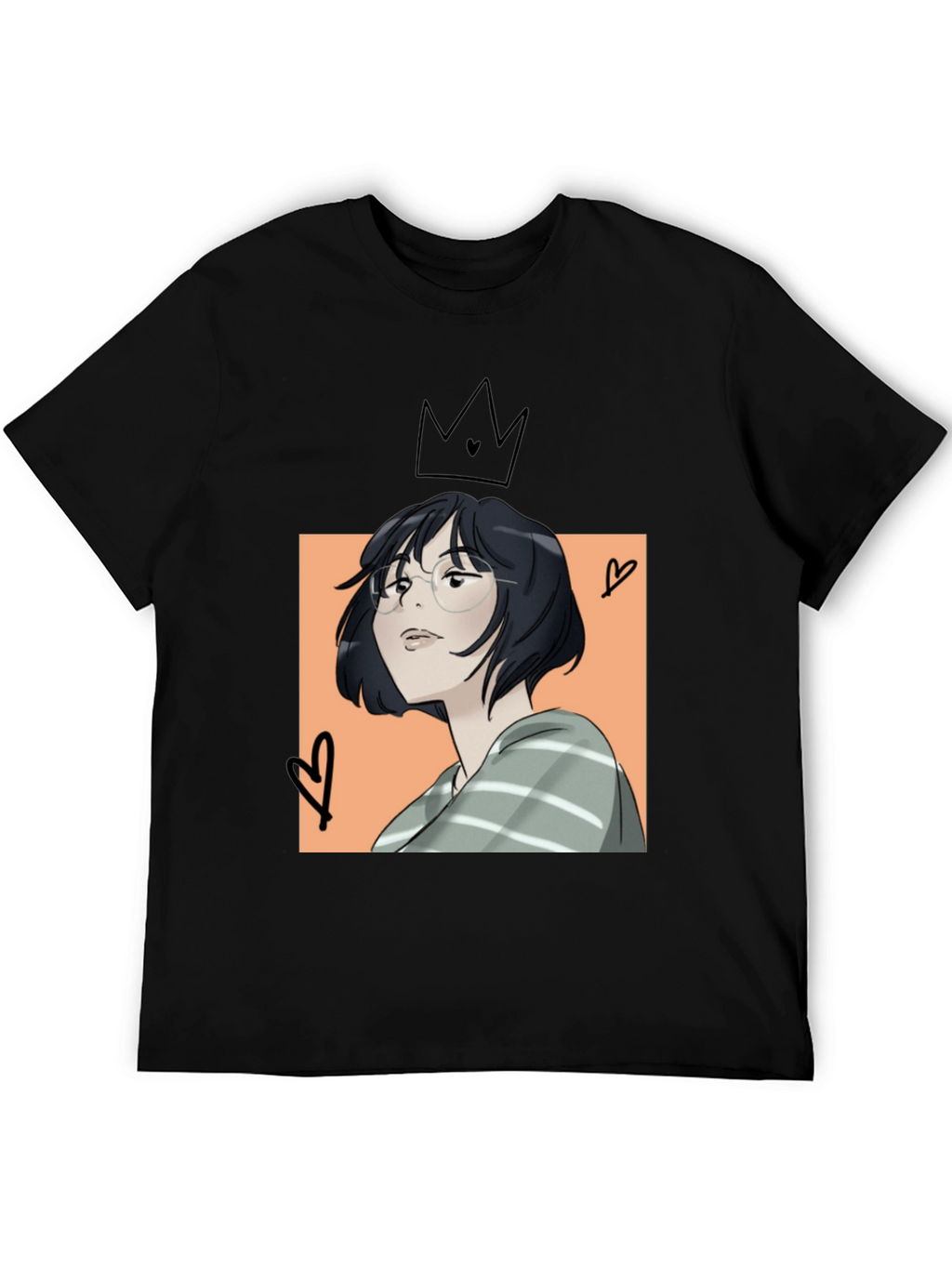 Camiseta Negra con Diseño Artístico Anime