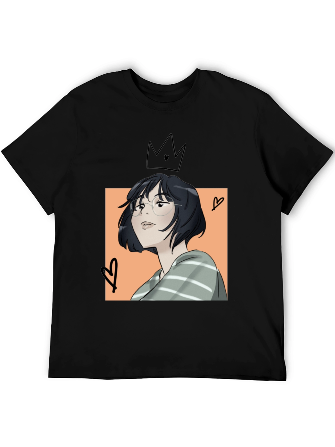 Camiseta Negra con Diseño Artístico Anime