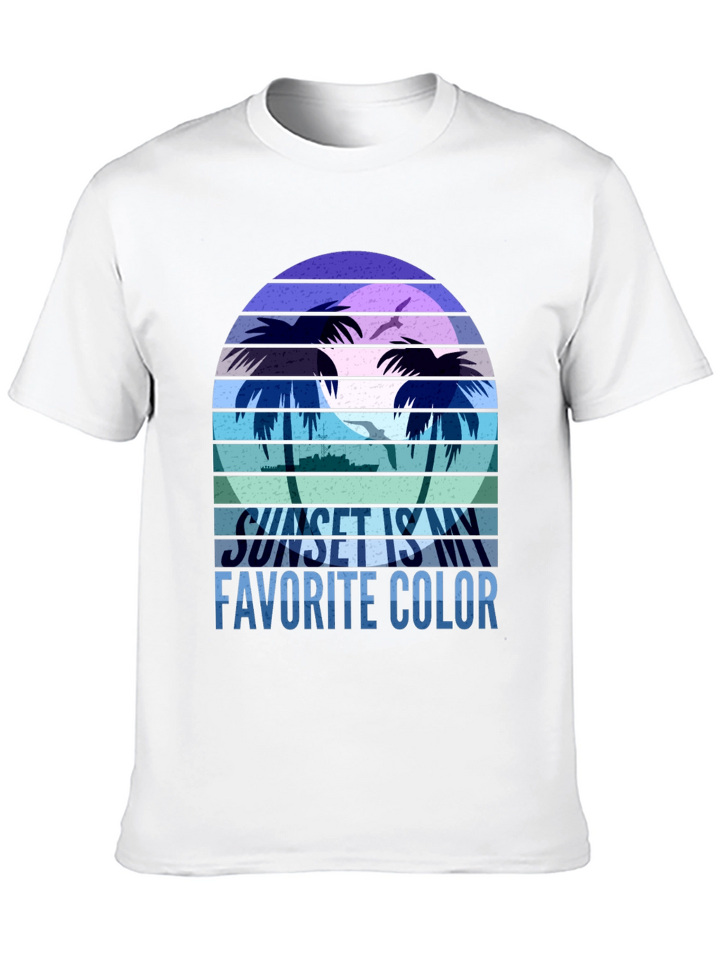 Camiseta Negra con Diseño de Atardecer Tropical