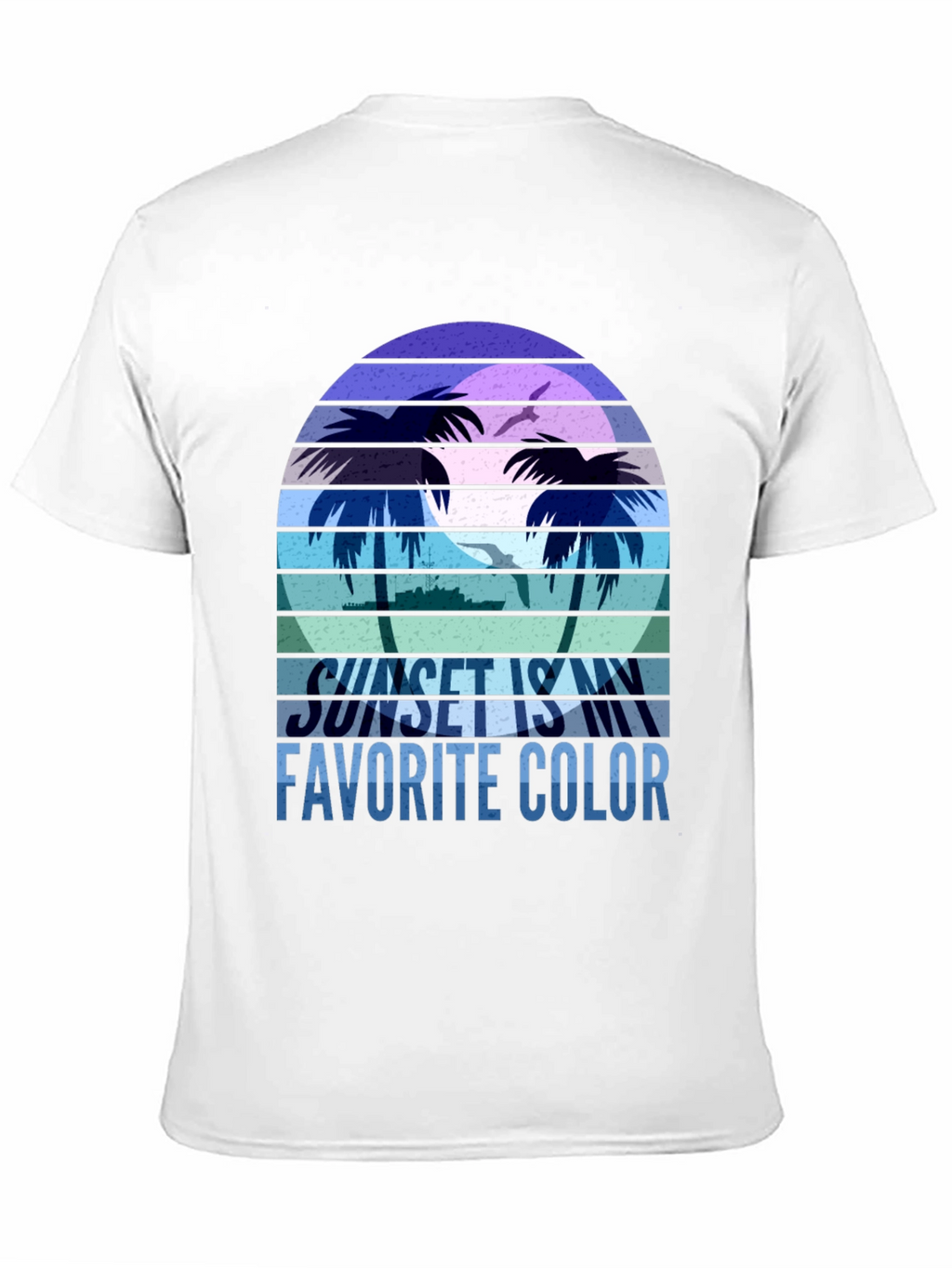 Camiseta Negra con Diseño de Atardecer Tropical