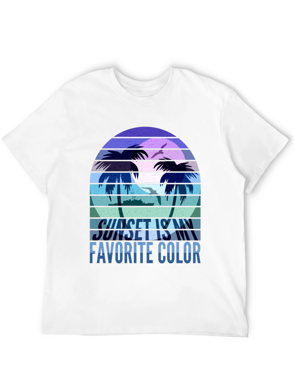 Camiseta Negra con Diseño de Atardecer Tropical