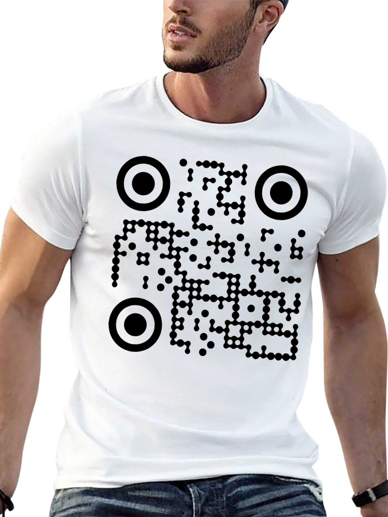 Camiseta Negra con Diseño de Código QR