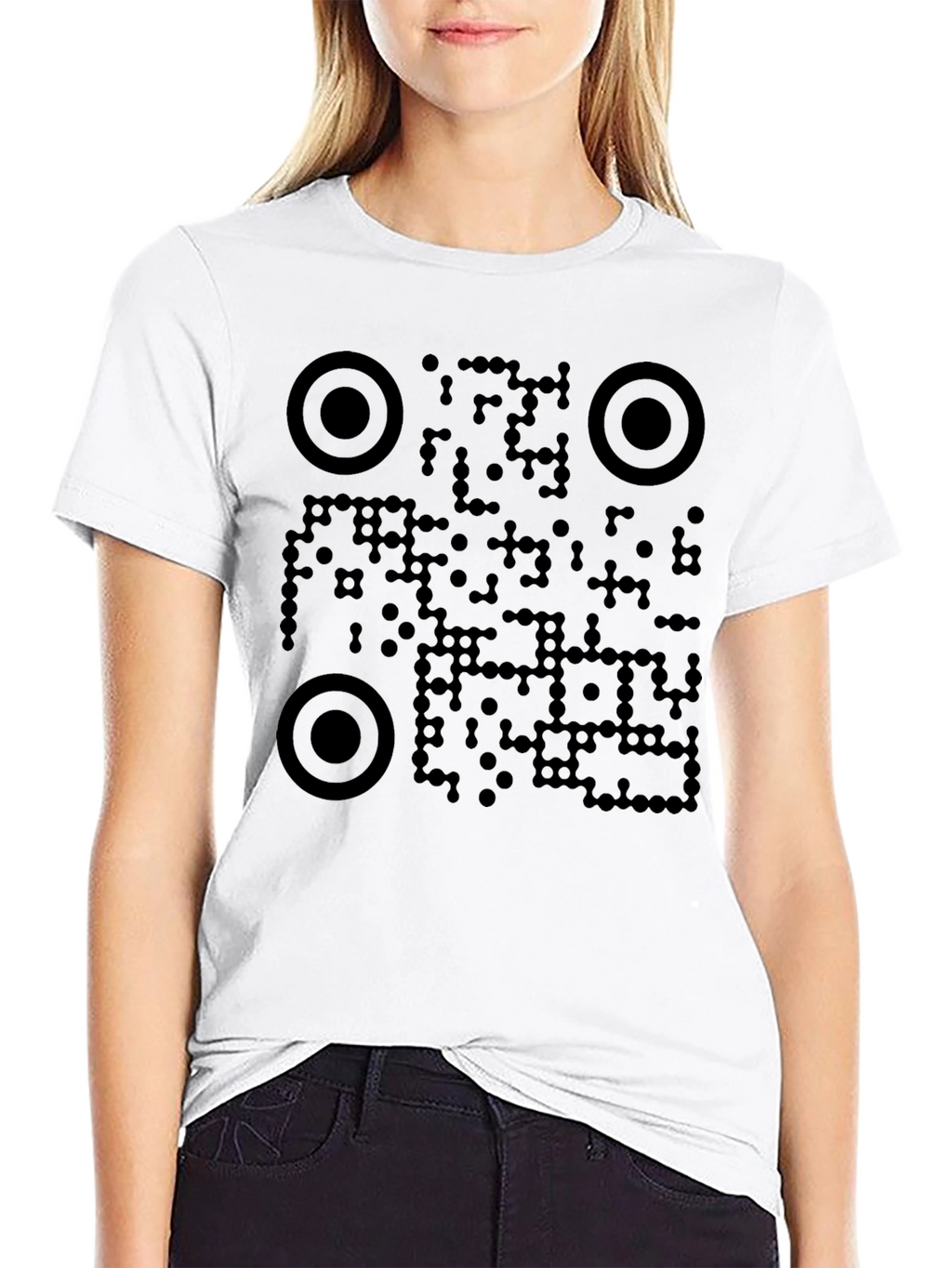 Camiseta Negra con Diseño de Código QR