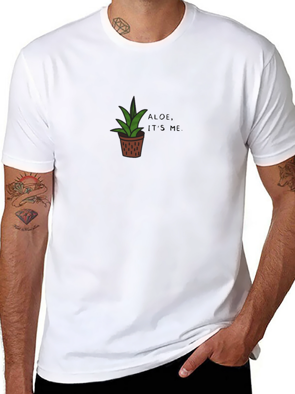 Camiseta Negra con Diseño de Aloe Vera