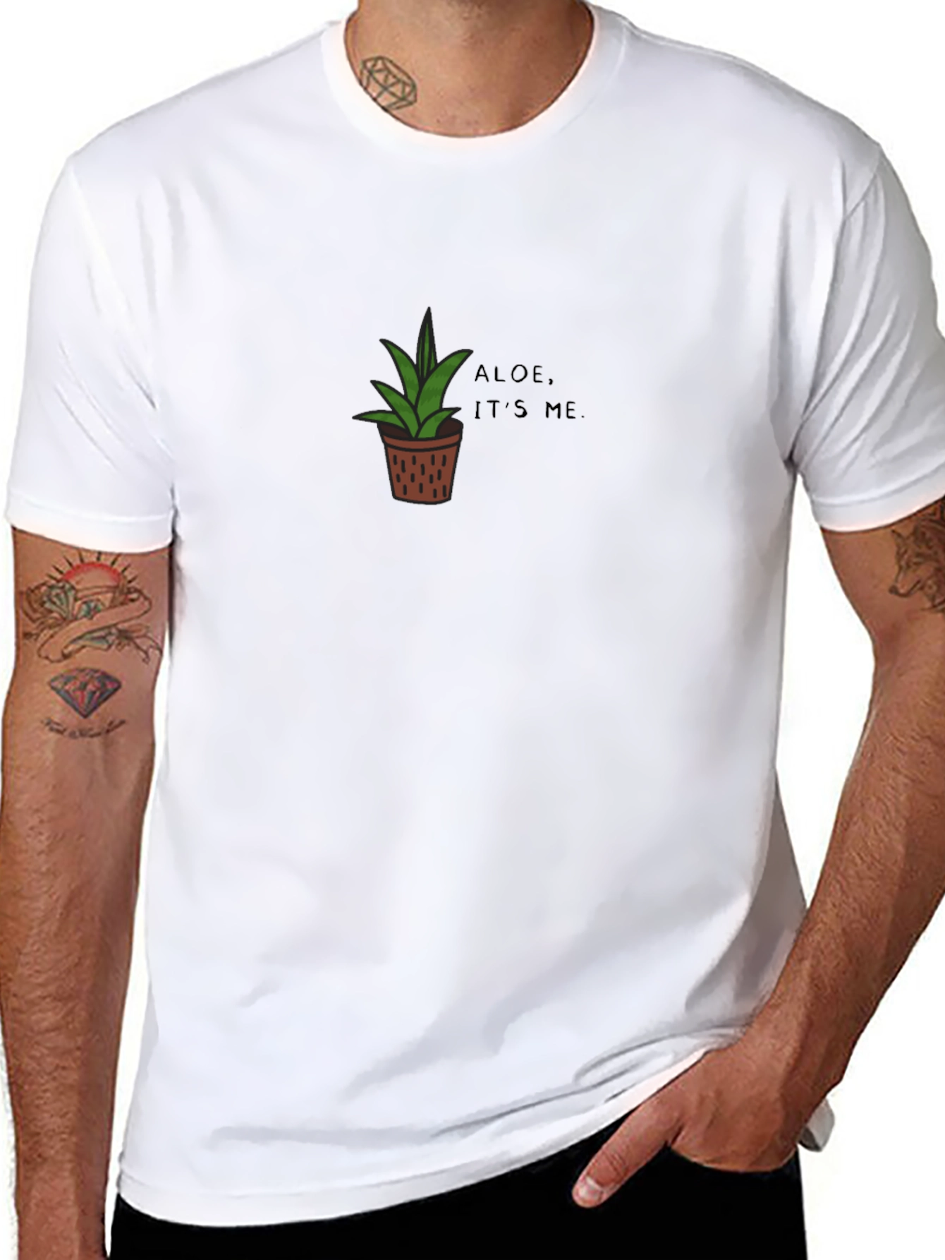 Camiseta Negra con Diseño de Aloe Vera