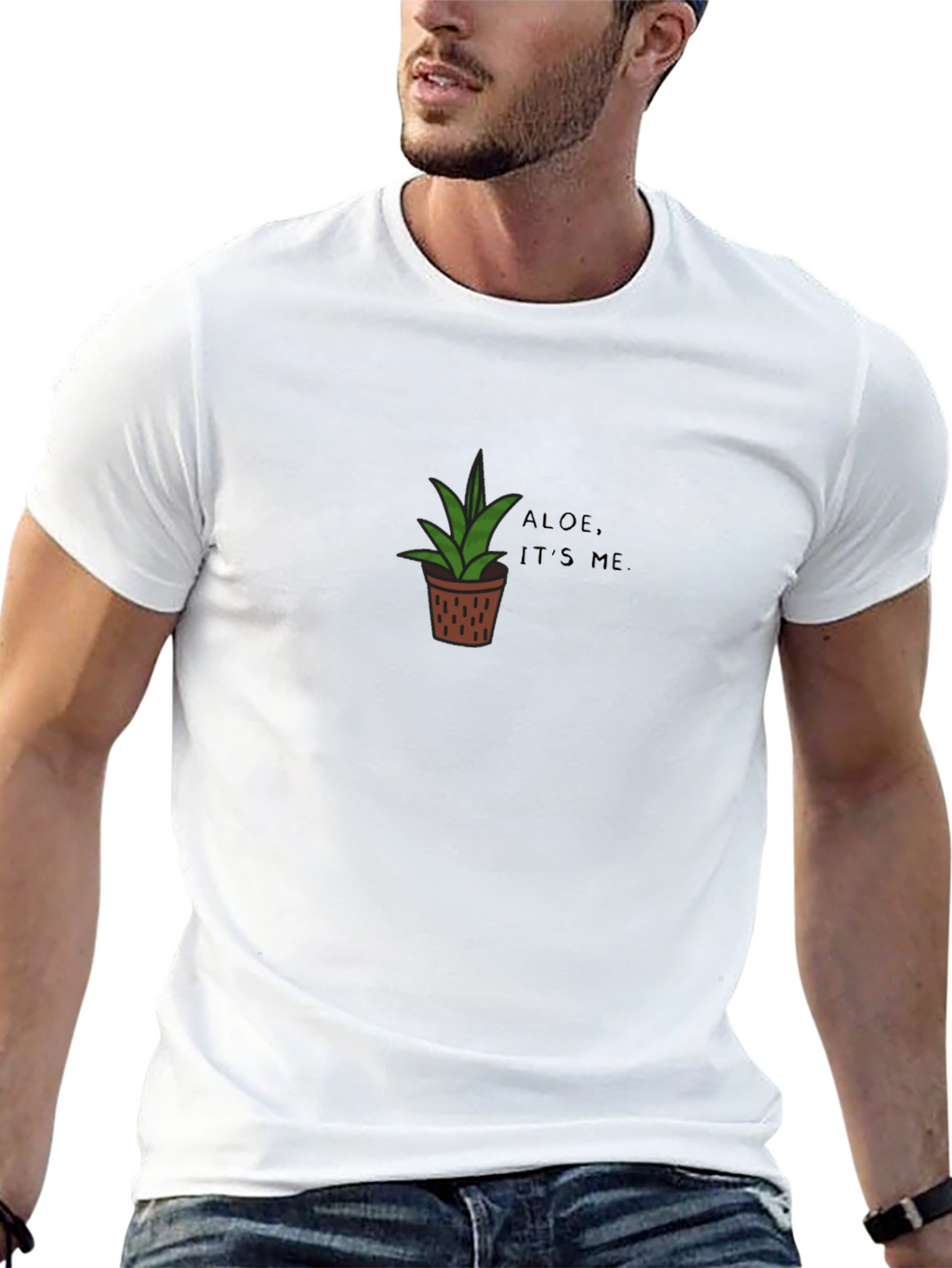 Camiseta Negra con Diseño de Aloe Vera