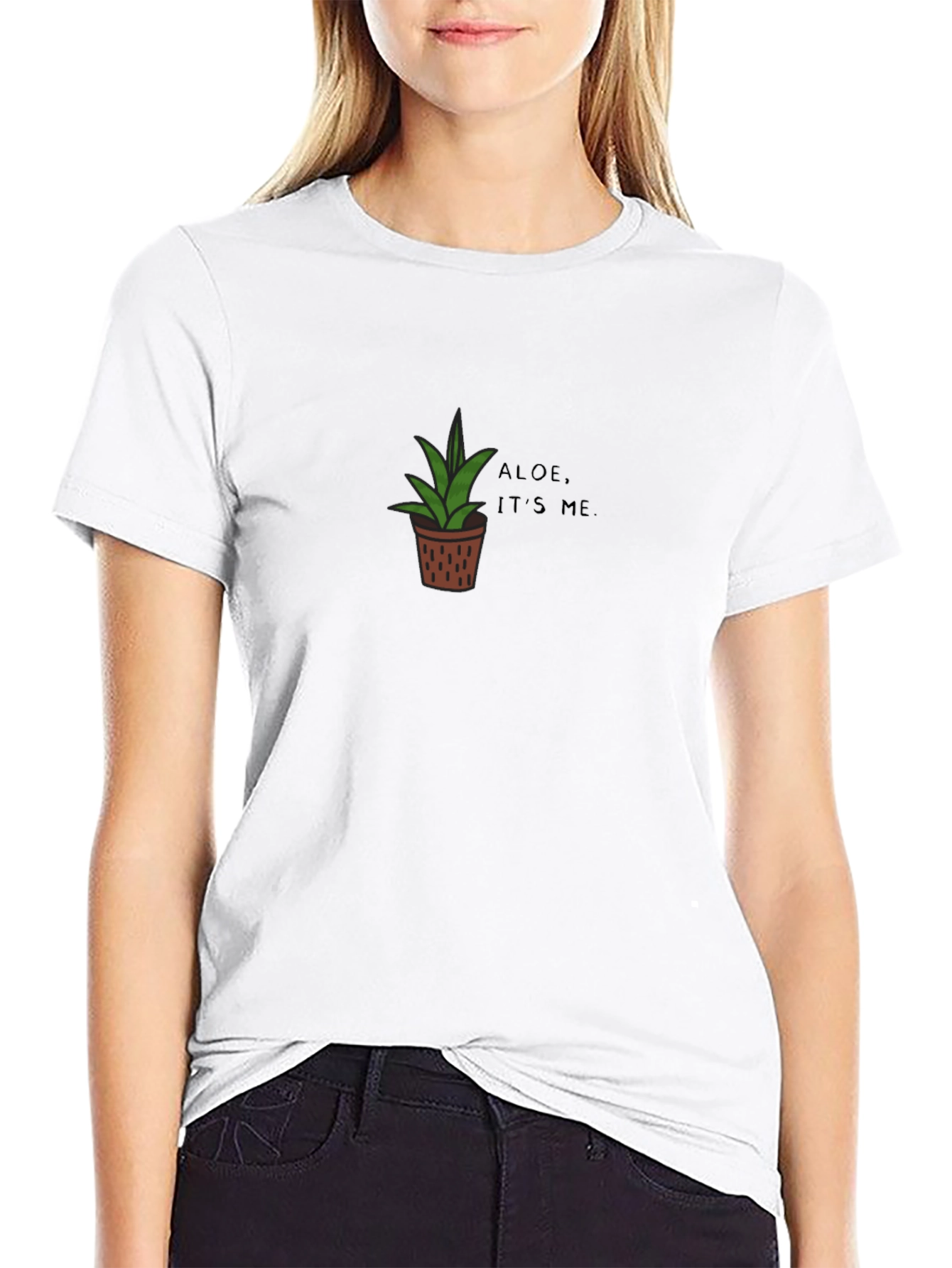 Camiseta Negra con Diseño de Aloe Vera