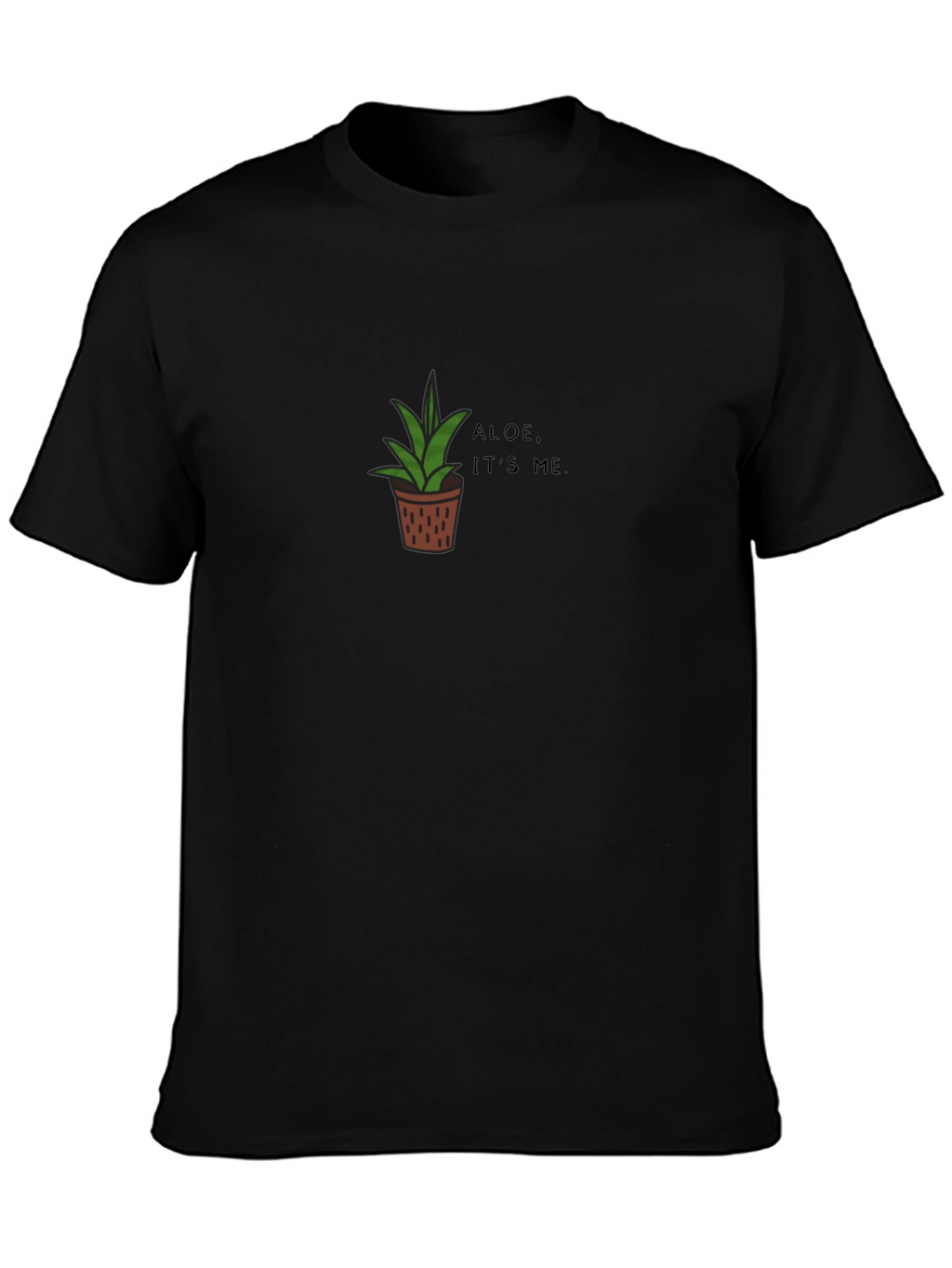 Camiseta Negra con Diseño de Aloe Vera
