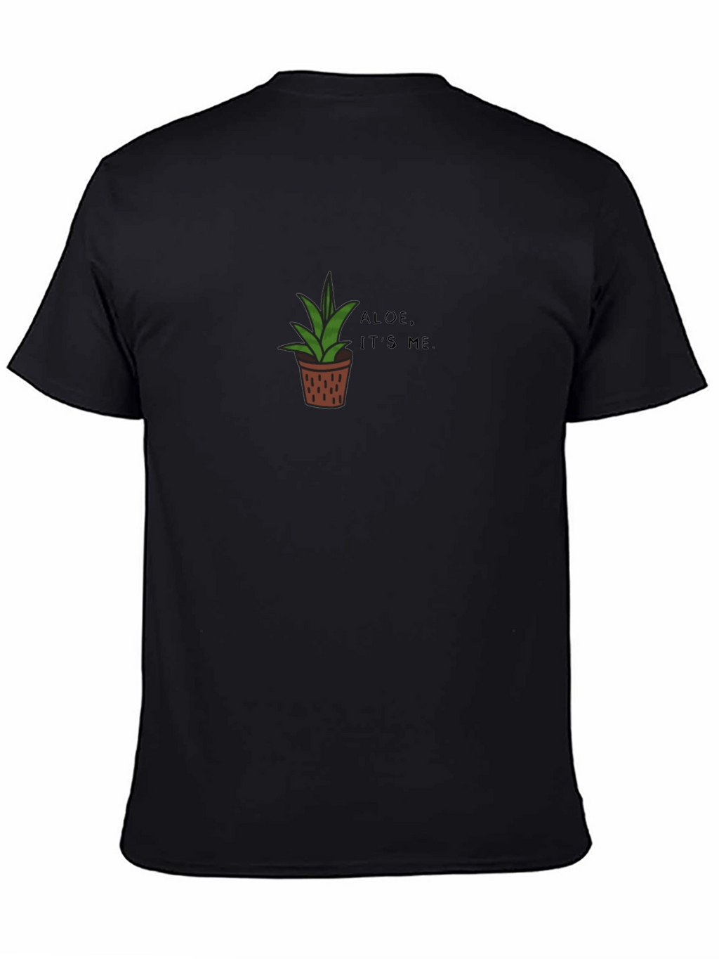 Camiseta Negra con Diseño de Aloe Vera