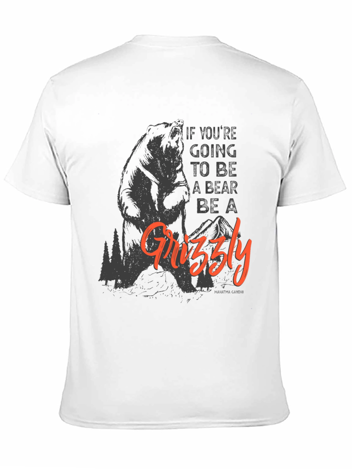 Camiseta Negra con Diseño de Oso Grizzly Motivacional