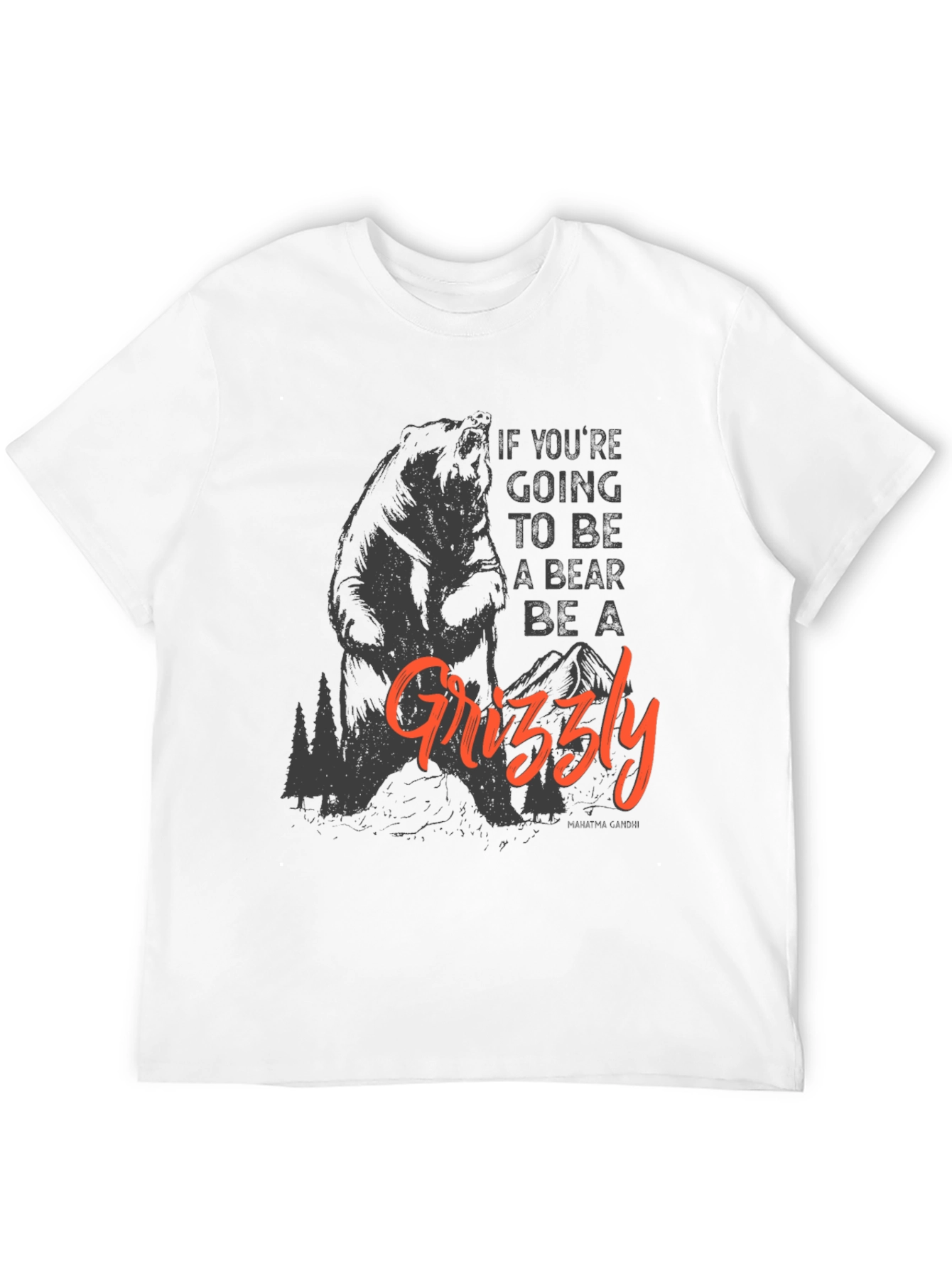 Camiseta Negra con Diseño de Oso Grizzly Motivacional