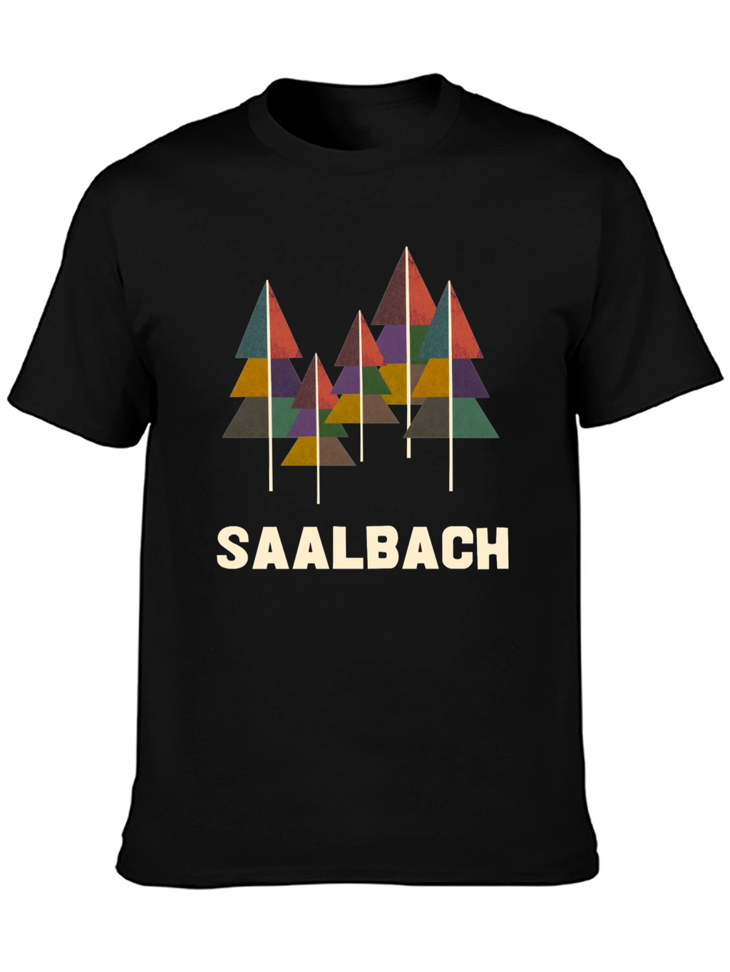 Camiseta Negra con Diseño de Árboles Saalbach