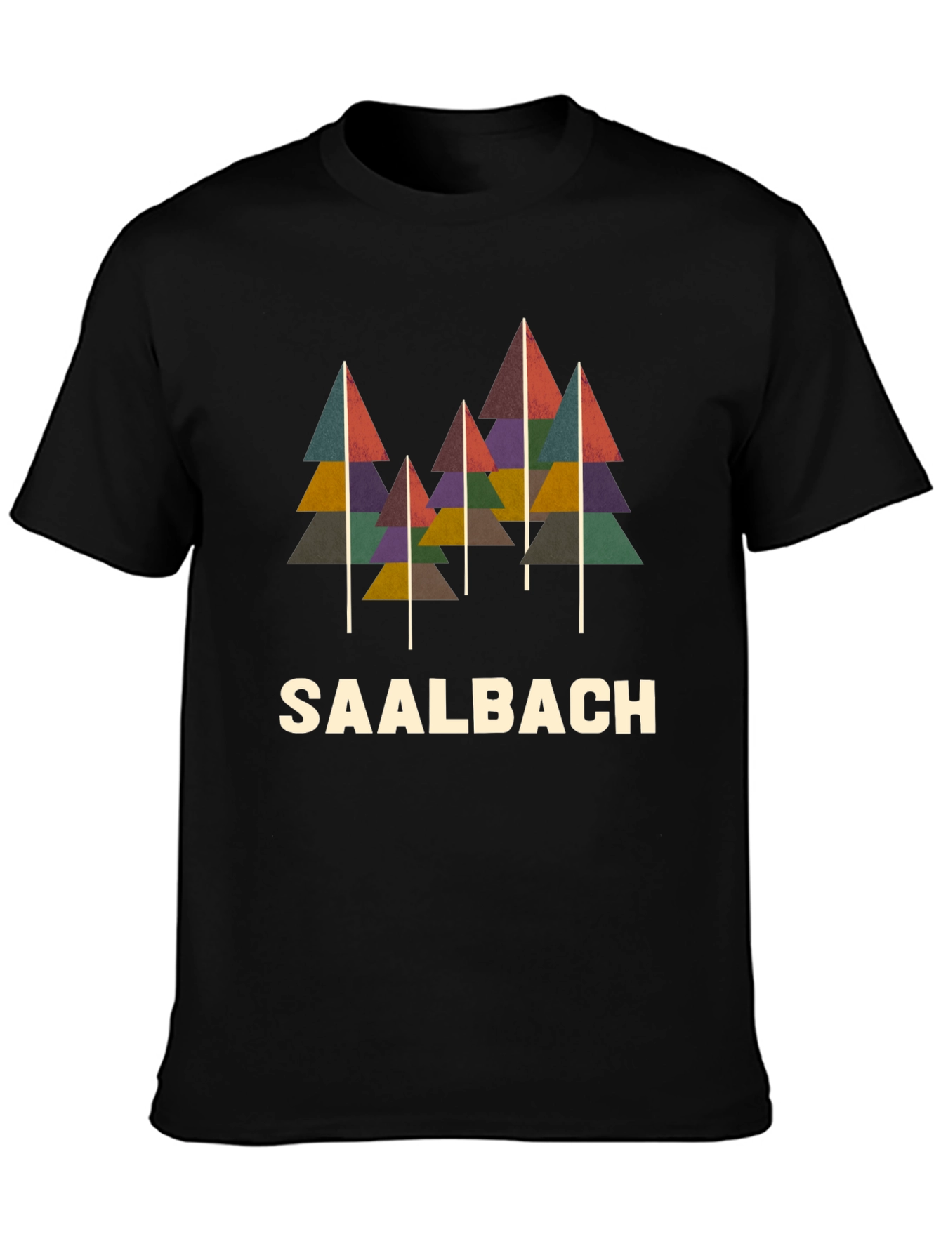 Camiseta Negra con Diseño de Árboles Saalbach