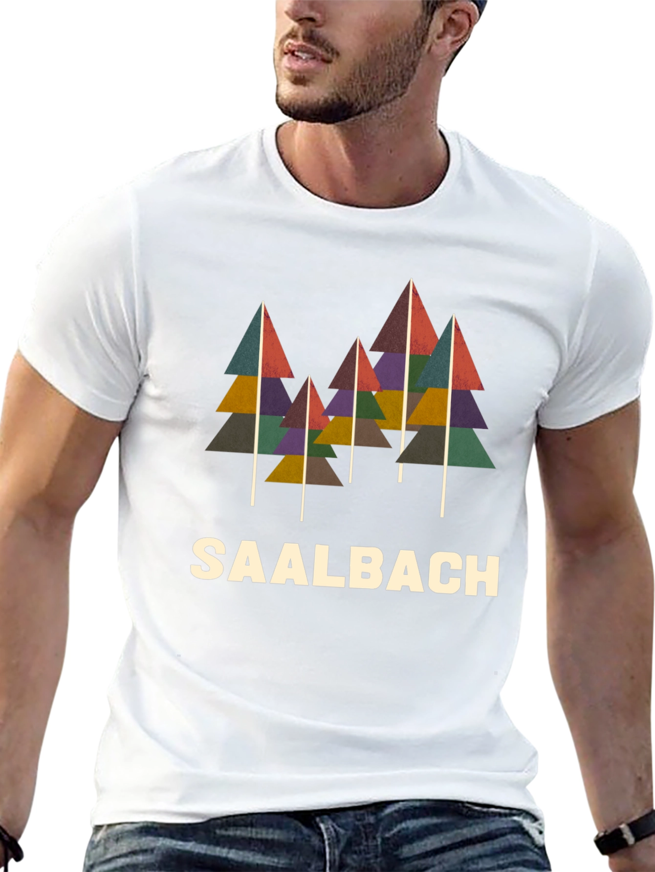 Camiseta Negra con Diseño de Árboles Saalbach