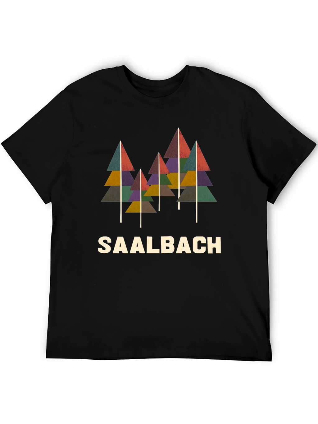 Camiseta Negra con Diseño de Árboles Saalbach
