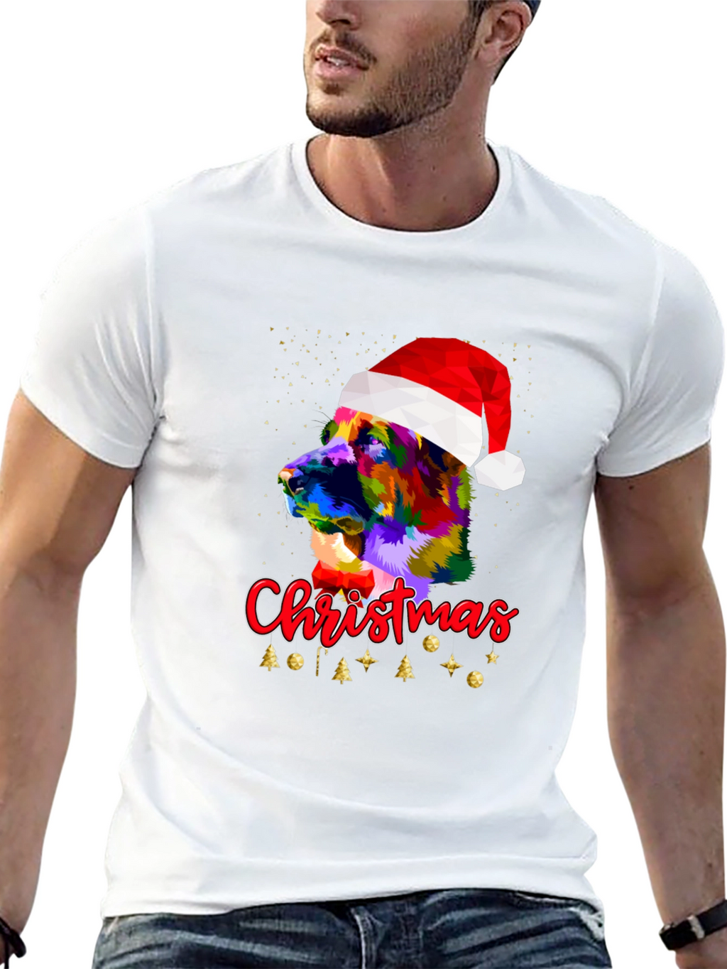 Camiseta Hombre Diseño Navideño Perro