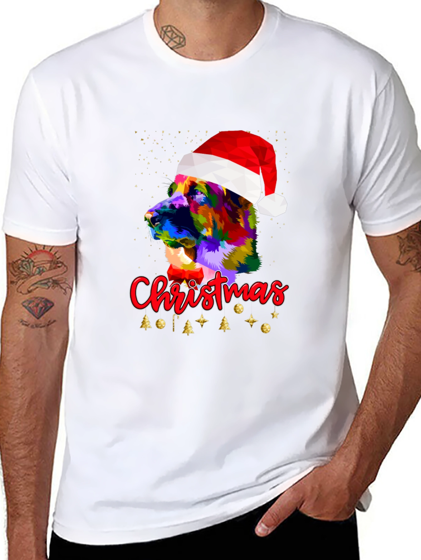 Camiseta Hombre Diseño Navideño Perro
