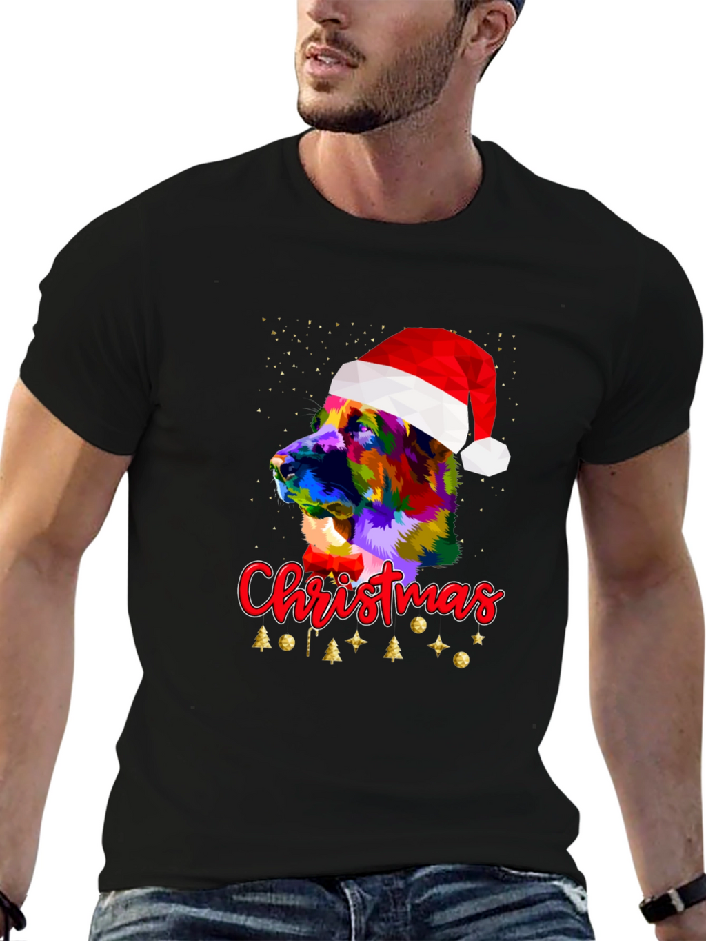 Camiseta Hombre Diseño Navideño Perro