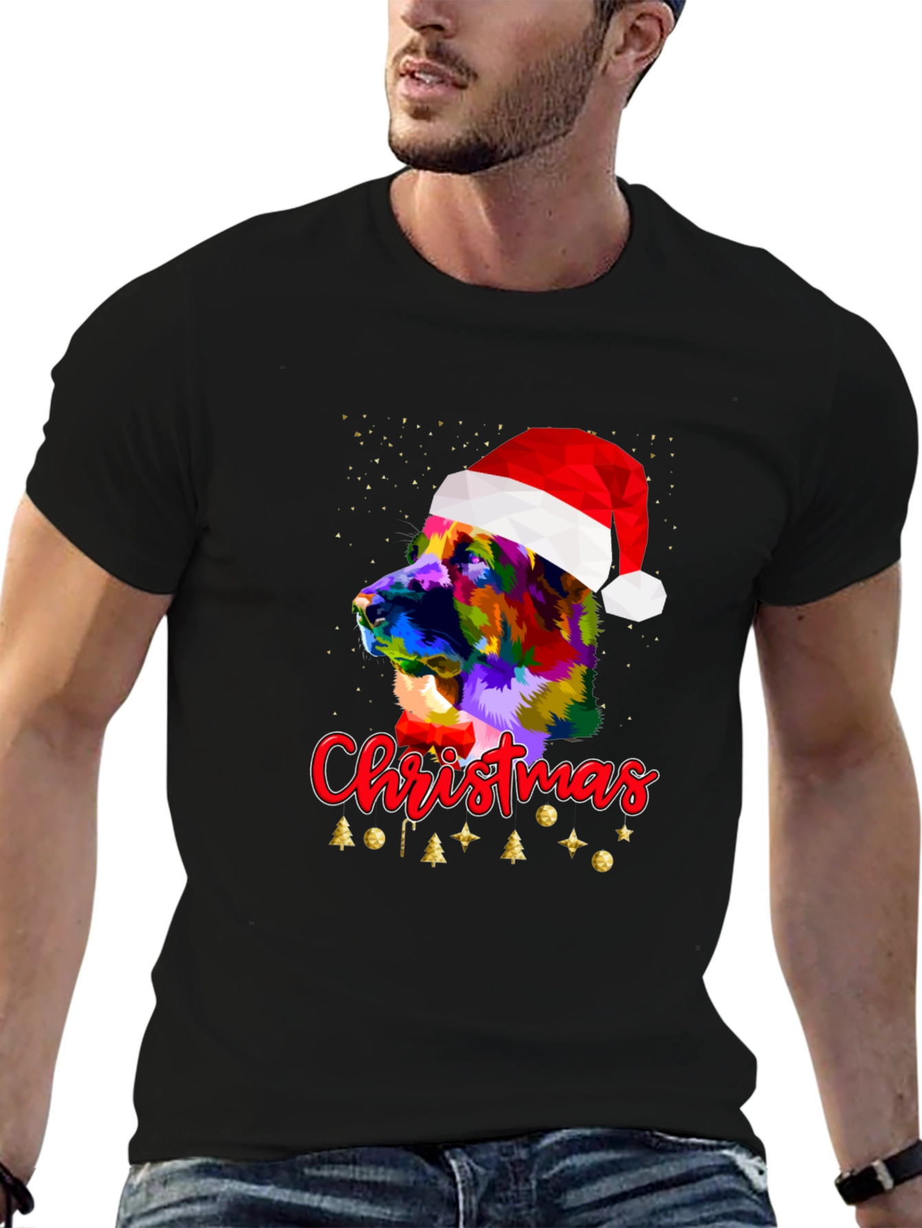 Camiseta Hombre Diseño Navideño Perro