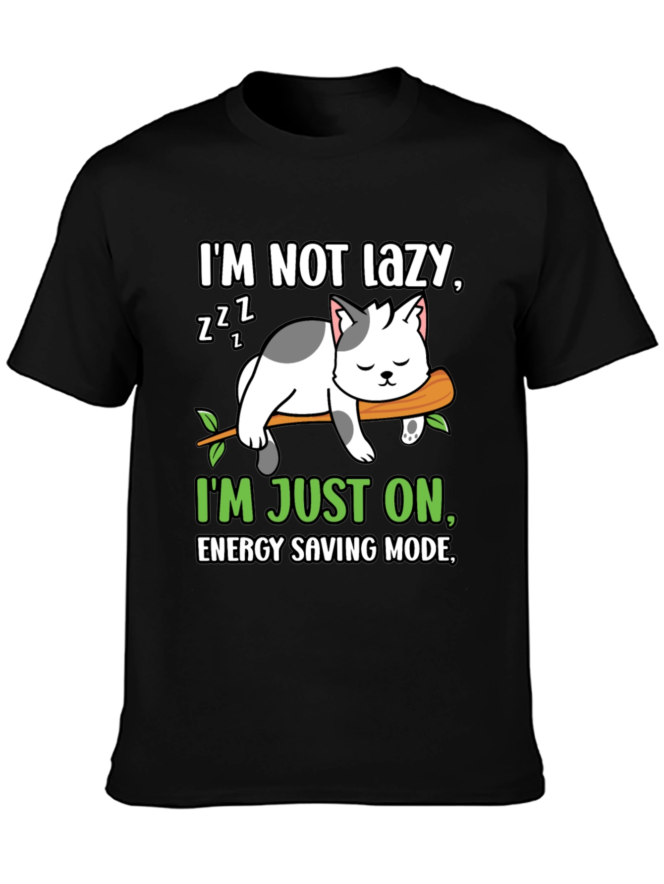 Camiseta divertida de gato perezoso - Modo ahorro de energía