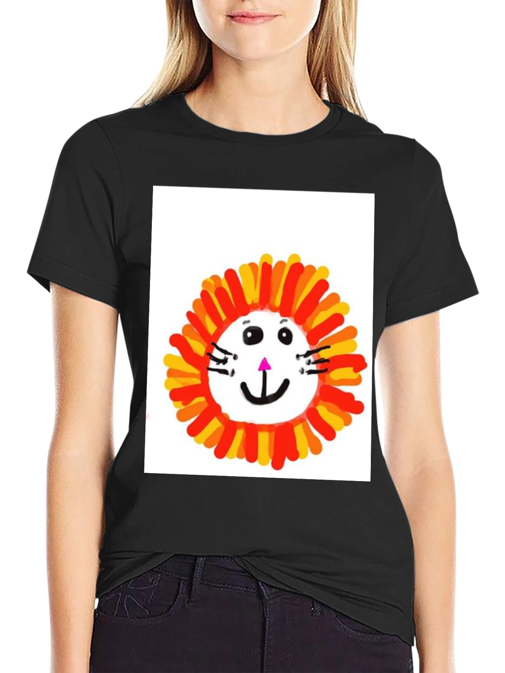 Camiseta Negra con Diseño de León Infantil