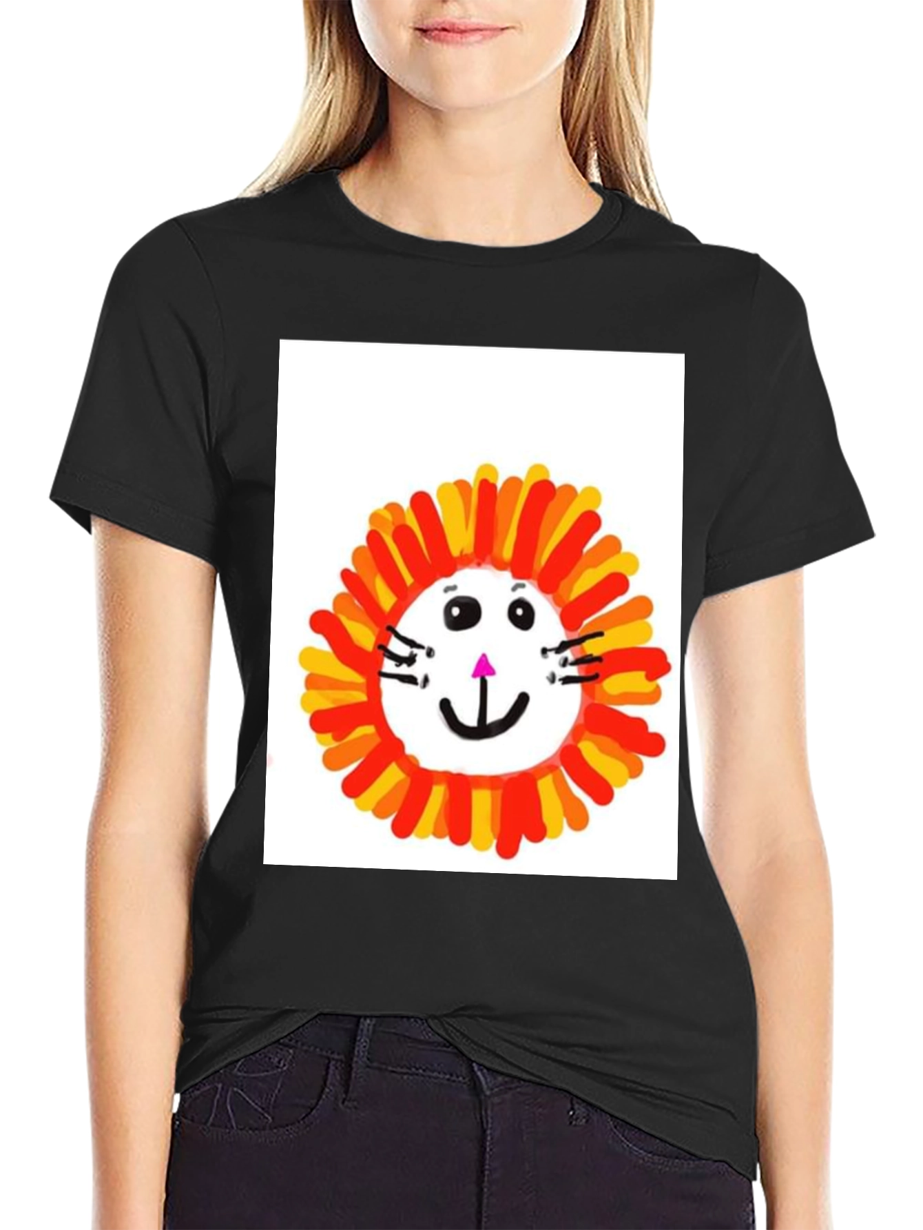 Camiseta Negra con Diseño de León Infantil