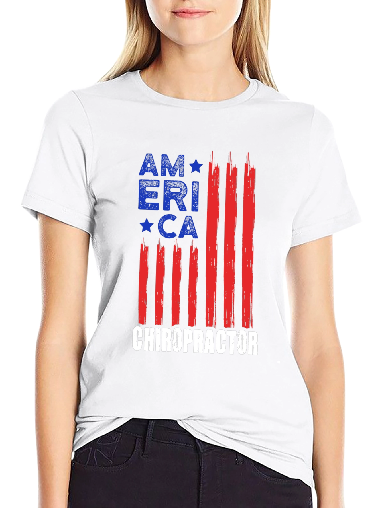 Camiseta América Quiropráctico - Diseño Bandera USA