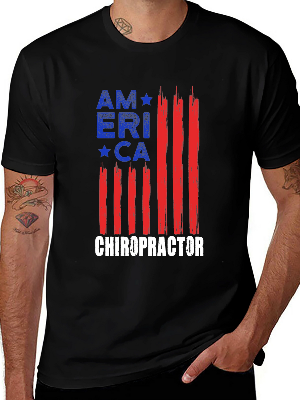 Camiseta América Quiropráctico - Diseño Bandera USA
