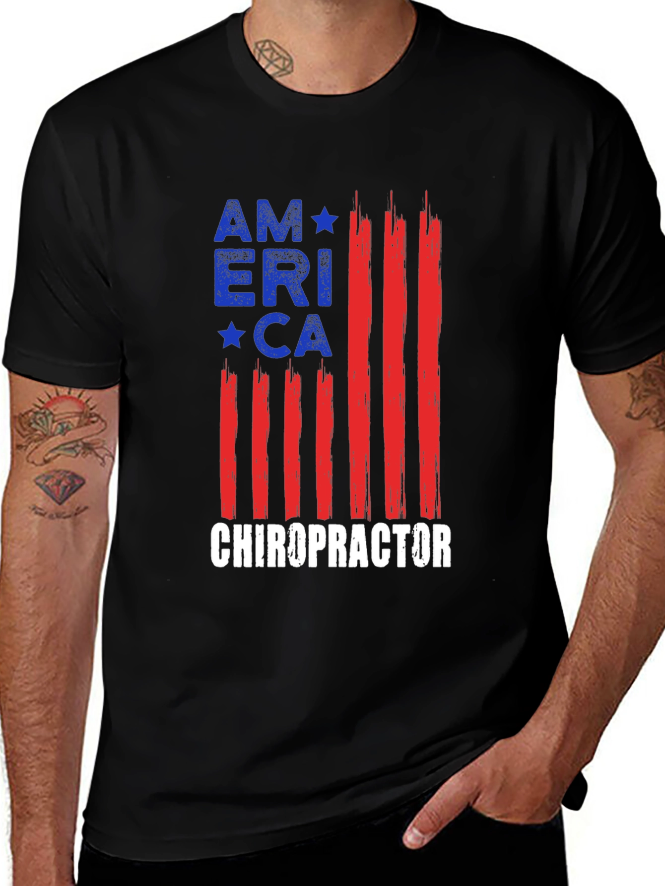 Camiseta América Quiropráctico - Diseño Bandera USA