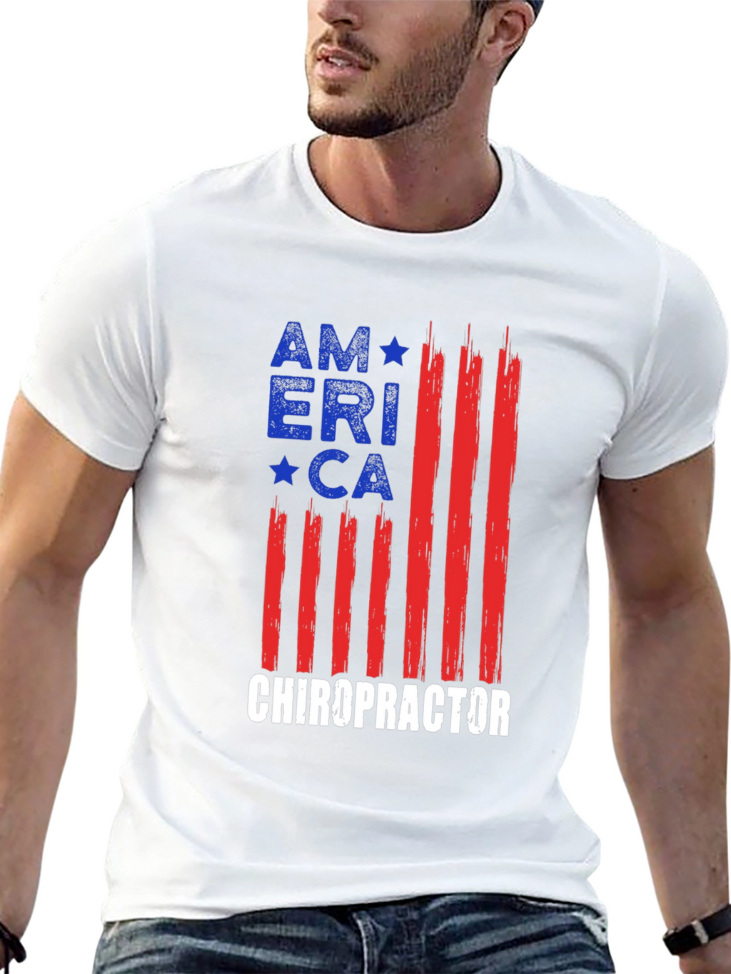 Camiseta América Quiropráctico - Diseño Bandera USA