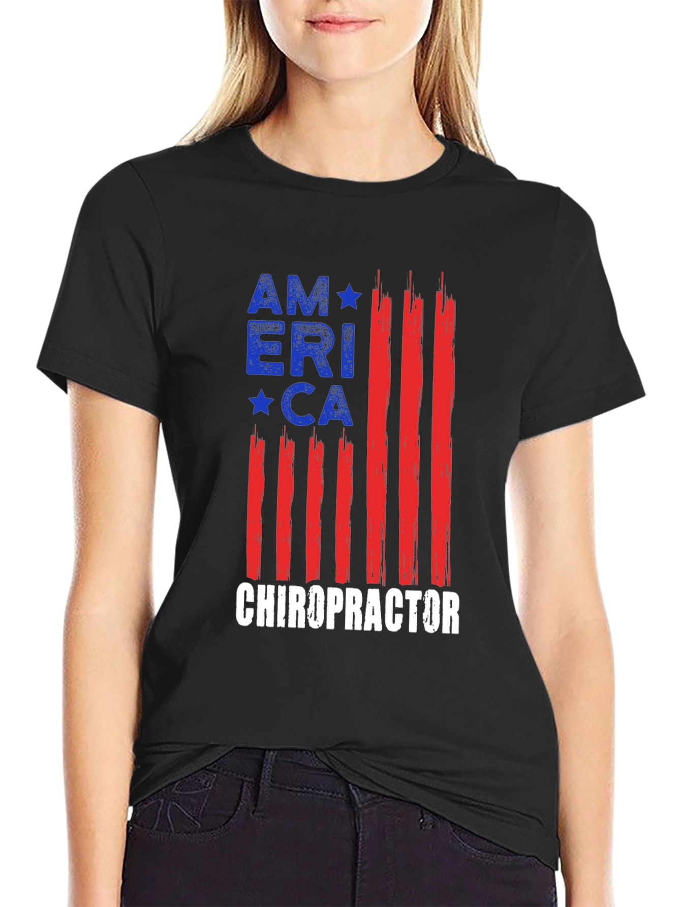Camiseta América Quiropráctico - Diseño Bandera USA