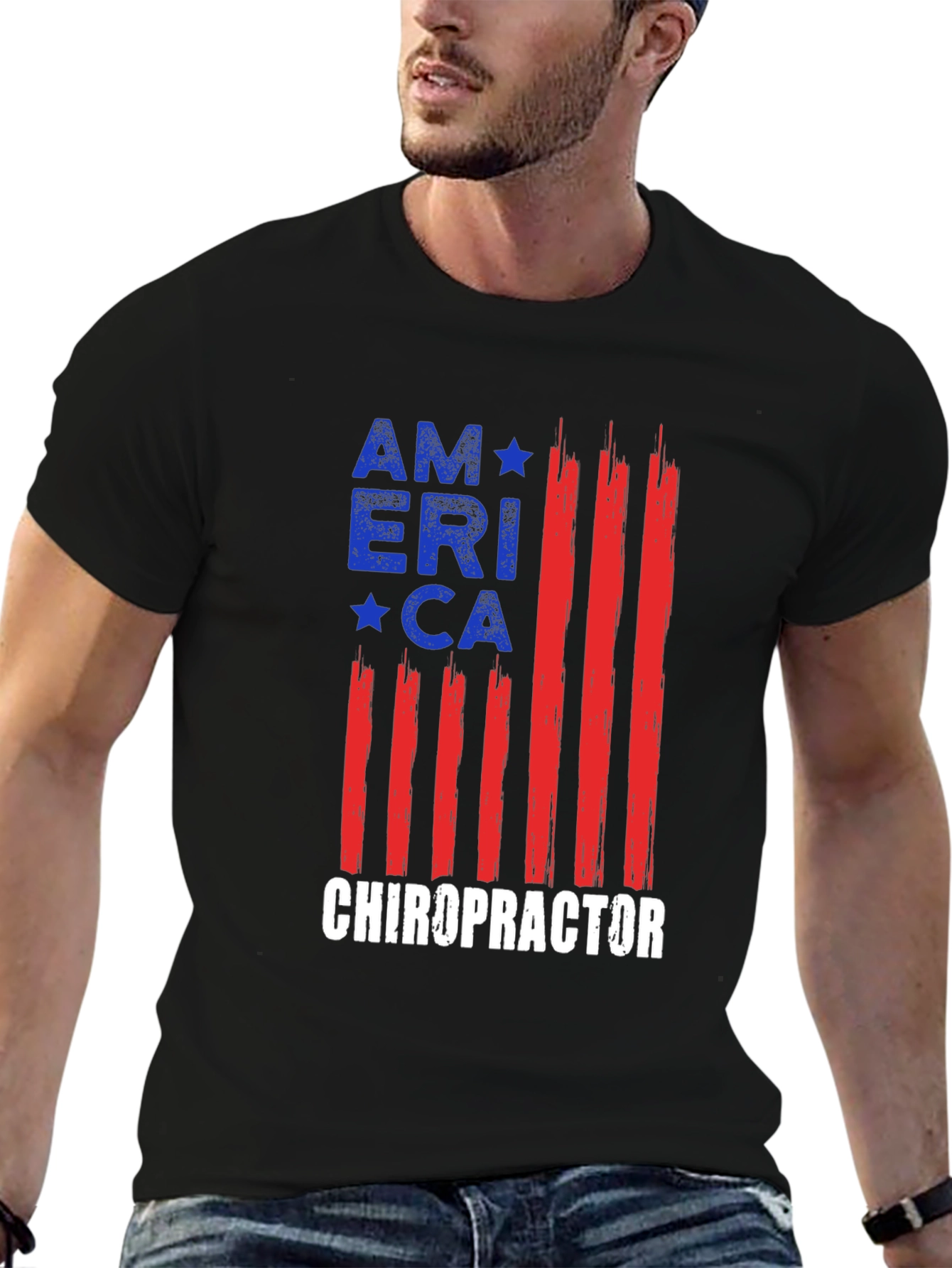 Camiseta América Quiropráctico - Diseño Bandera USA