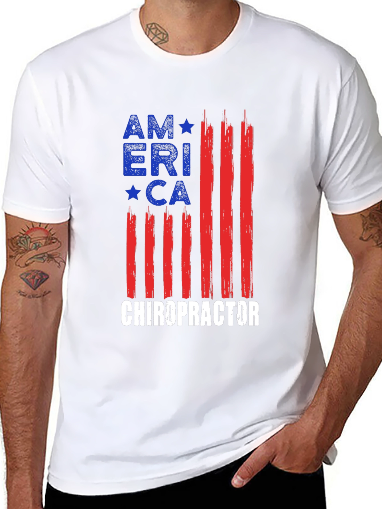 Camiseta América Quiropráctico - Diseño Bandera USA