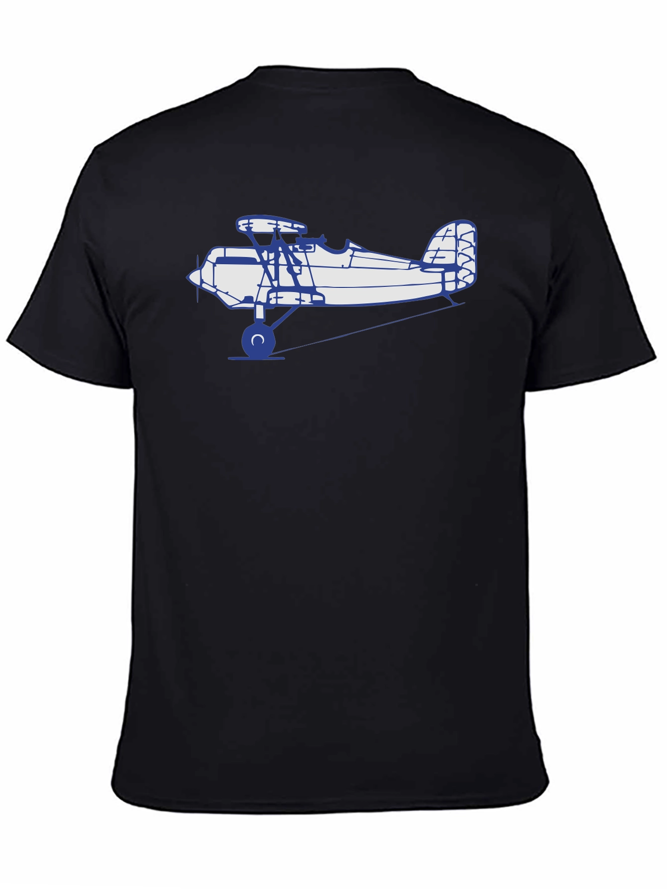 Camiseta Negra con Diseño de Avión Biplano